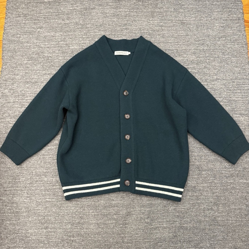 Trunk Project Cardigan Sweater Large Green Wool Jacket Oversized Varsity Classic